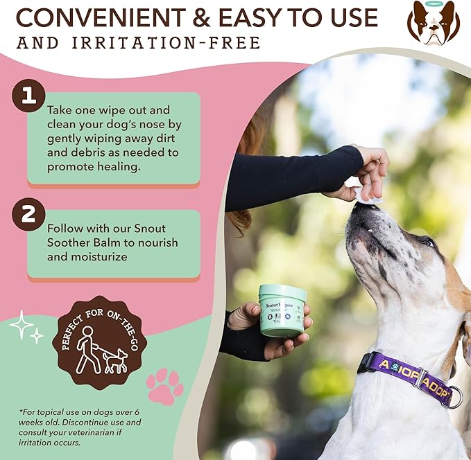 Natural Dog Snout Wipes, 50 Count - Snout Dog Wipes for Cleaning and Soothing, Natural, Non-Toxic Dog Care Products, Kukui Oil Infused, Snout Soother Wipes, Nourishing and Moisturizing Wipes for Dogs