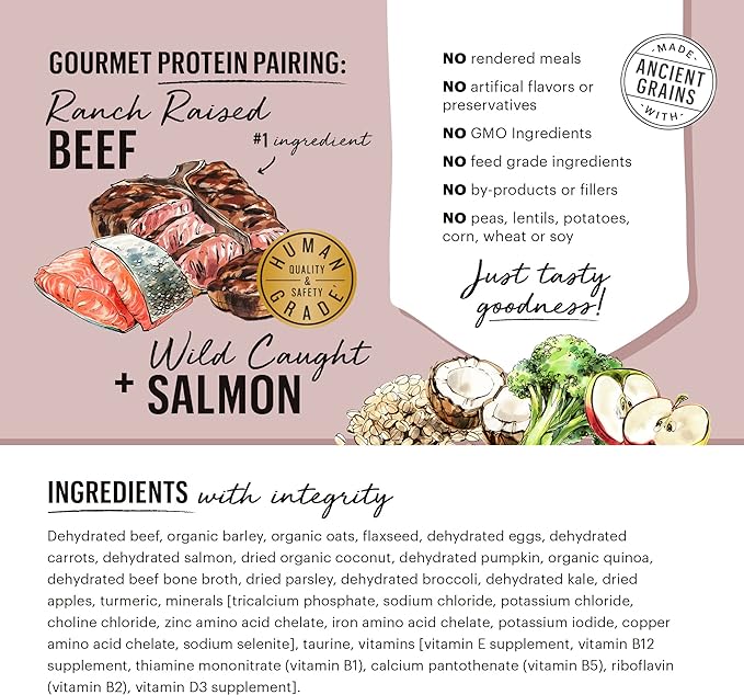 The Honest Kitchen Gourmet Grains Beef & Salmon Recipe Dehydrated Dog Food, 4 lb box