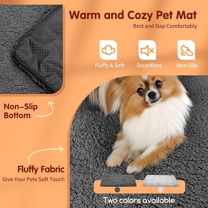 Nobleza Self Warming Cat Bed, Super Soft Thermal Dog Crate Bed Mat for Sleeping, Washable Anti-Slip Self Heating Pet Kennel Pad for Small Medium Cats Dogs Indoor Outdoor (Darkgray, S)