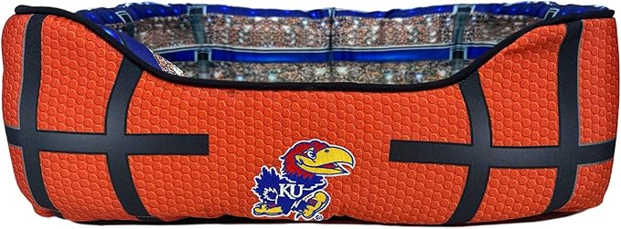NCAA Kansas Jayhawks Stadium Dog Bed, Pet Pillow Bed for Dogs, Sporty Football Dog Bed and Lounge Cushion