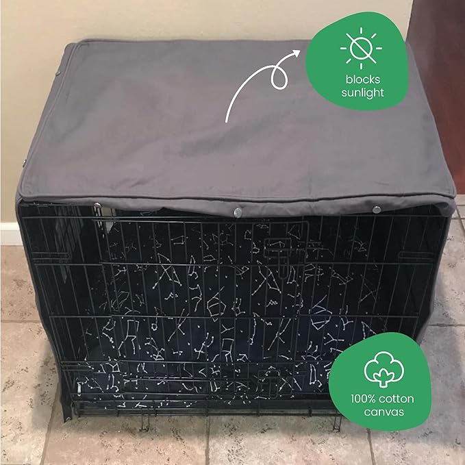 Molly Mutt I'm a Realist Dog Crate Cover, 100% Cotton Canvas Cover with 2 Roll-Up Panels, Ideal for Dog or Cat Crate, Durable, Washable, and Free of Harmful Chemicals, 36" x 24" x 27"