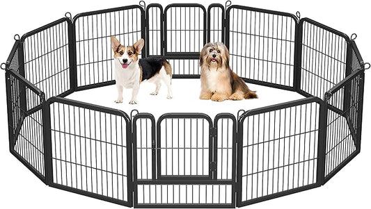 Yaheetech Dog Playpen Outdoor, 24 inch 24 Panels Dog Pen Indoor Heavy Duty Puppy Exercise Pen Metal Pet Fence for RV Camping/Yard/Garden