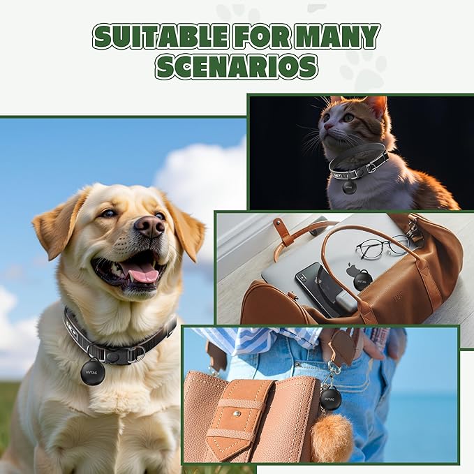 Dog Collar with Tracker GPS - Unlimited Range/Tracking Device/Lost Mode for Dogs Adjustable Size Smart Collar Set - Works with Apple Find My (iOS only)