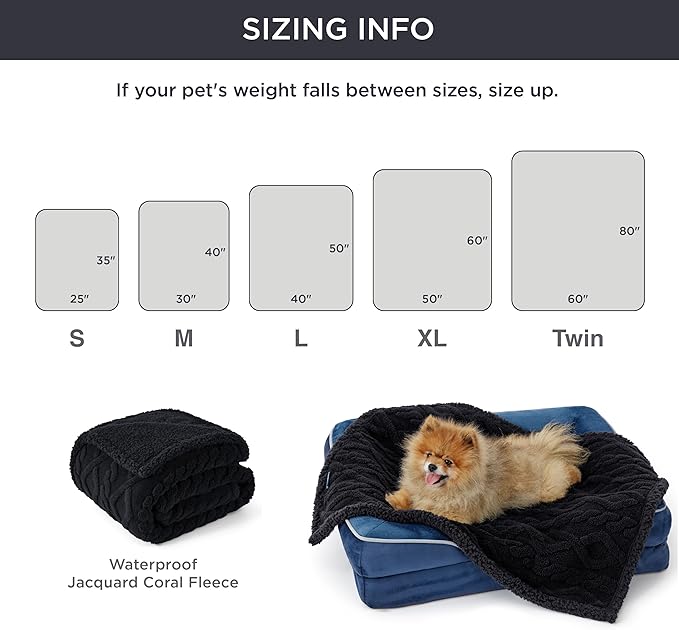 Bedsure Waterproof Dog Blankets for Large Dogs - Pet Blanket for Couch Protector Washable, Premium Jacquard Coral Fleece Cat Throw Blanket, Soft Plush Reversible Furniture Protection, 40"x50", Black