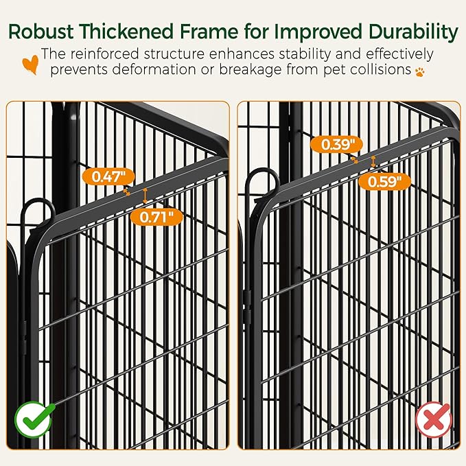 Yaheetech Dog Playpen Outdoor, 47 inch 8 Panels Dog Pen Indoor Heavy Duty Puppy Exercise Pen Metal Pet Fence for RV Camping/Yard/Garden