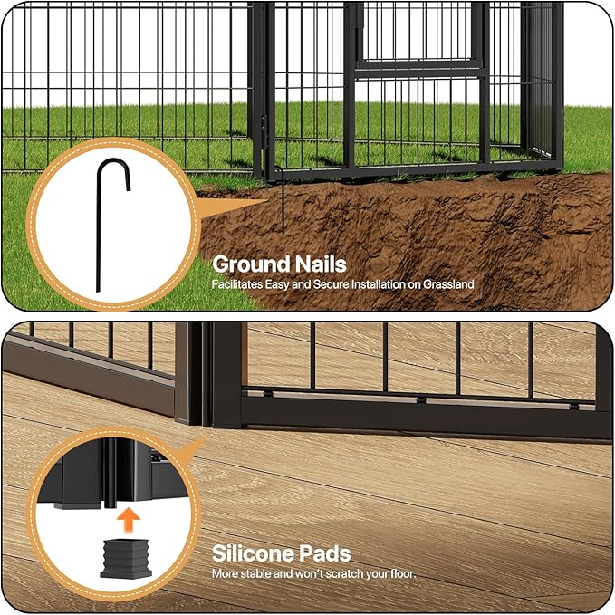 MoNiBloom Dog Playpen Outdoor, 47" Height 8 Panels Heavy Duty Metal Dogs Pen for Large/Medium/Small Animals Pet Exercise Pen for RV Camping Yard