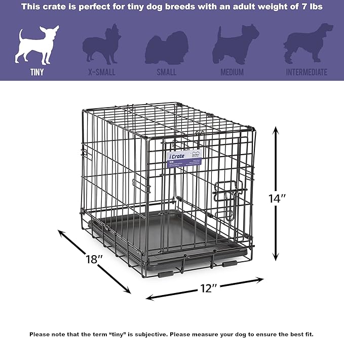 Midwest Homes for Pets Newly Enhanced Single & Double Door iCrate Dog Crate, Includes Leak-Proof Pan, Floor Protecting Feet, Divider Panel & New Patented Features