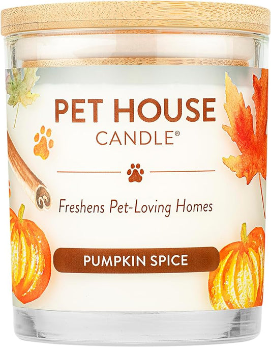 Pet Odor Candle, 9 OZ Pumkin Sented Candle for Home, Clean Burning Plant Based, 60 Hour Burn Time