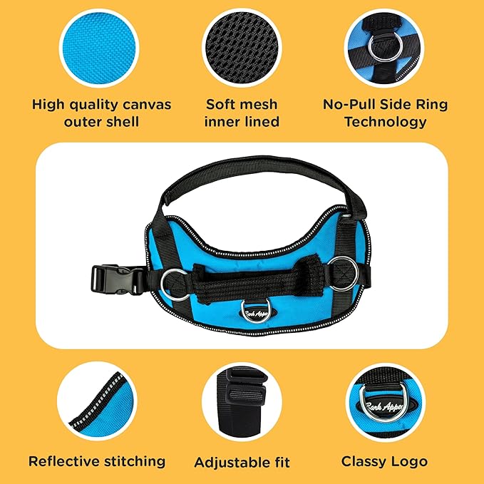 Bark Appeal Red No-Pull Dog Harness for Extra Large Sized Pets – Adjustable, Reflective Vest with 3 Leash Clips for Added Control, Easy Walks & Training – XXL