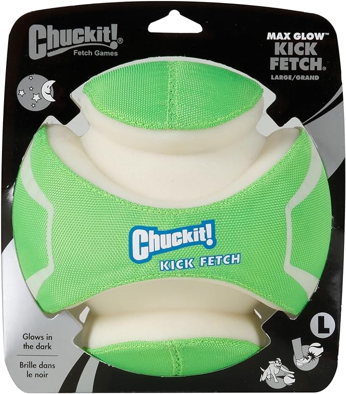 Chuckit! Kick Fetch Max Glow Ball, Large (8 Inch) Glow in the Dark Dog Toy