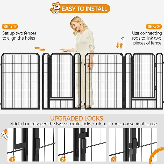 Yaheetech Dog Playpen Outdoor, 40 inch 32 Panels Dog Pen Indoor Heavy Duty Puppy Exercise Pen Metal Pet Fence for RV Camping/Yard/Garden