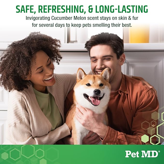 Pet MD Body Spray for Dogs & Cats - Deodorizing Dog Perfume Reduces Static & Eliminates Odor - Long-Lasting Pet Cologne Spray for Dogs - Cucumber Melon Scent - 8 oz