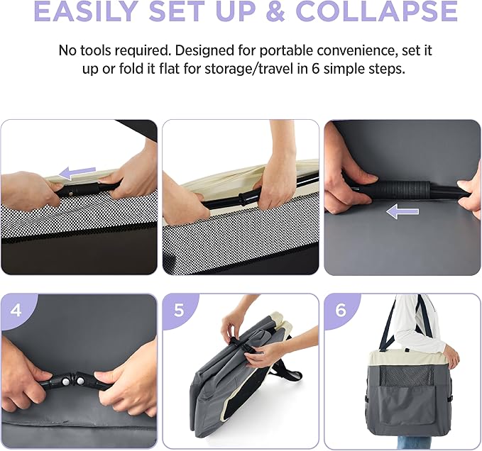 Lesure Collapsible Travel Dog Crate for Small Dogs, Portable Soft Dog Crate for Outdoor & Indoor, Folding Fabric Dog Kennel with Handle, 24 Inch Heavy Duty Pet Carrier (Blue)