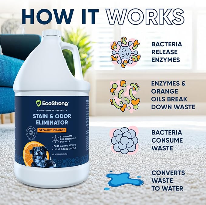 Orange Odor Eliminator | Pet Odor Deodorizer for Strong Odor | Enzyme Stain Cleaner for Cats, Dogs, and Pets | Great for Carpets, Furniture, Dog Kennels, and More (128 Fl Oz)