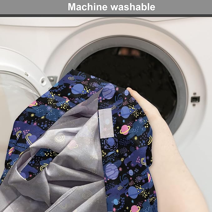 Ambesonne Galaxy Dog Crate Cover, Outer Space Planets Cosmic Journey Milky Way Zodiac Moon Doodle, Easy to Use Pet Kennel Cover for Medium Large Dogs, 42 Inch, Blue Pink