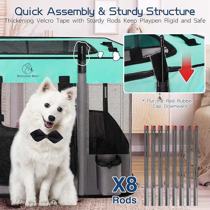 Dog Playpen,Pet Playpen,Foldable Dog Cat Playpens,Portable Exercise Kennel Tent Crate,Water-Resistant Breathable Shade Cover, Indoor Outdoor Travel Camping Use for Small Animals with Carrying Case(M)