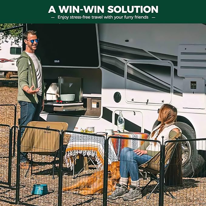 FXW Rollick Dog Playpen for Yard, RV Camping, 40 inch 32 Panels for Medium and Large Dogs│Patented