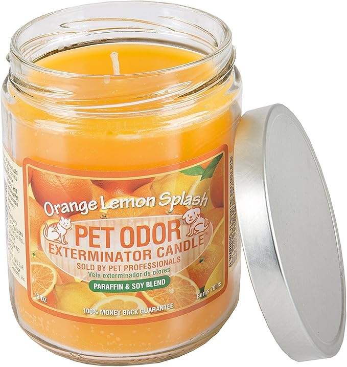 Pet Odor Specialty Pet Products Exterminator, 13 Ounce Orange Lemon Splash Jar Candle and 13 Ounce Clothesline Fresh Jar Candle