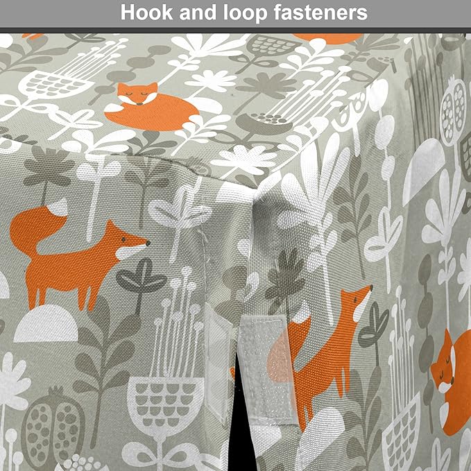 Lunarable Autumn Fall Dog Crate Cover, Fox Animal Sleeping in The Forest Plants Woodland Wildlife Theme, Easy to Use Pet Kennel Cover for Medium Large Dogs, 42 Inch, Orange Grey White