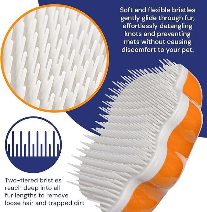 Large 5" Dog Pet Hair Massaging Brush Grooming Tool for Cats Dogs Long or Short Hair Tangerine Orange