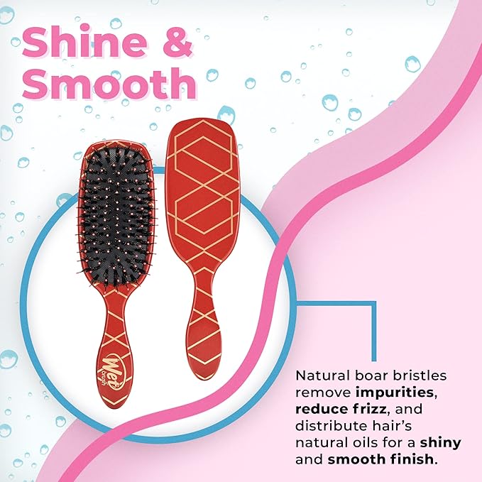 Wet Brush Shine Enhancer Paddle Brush, Terracotta - Hair Detangler Brush with Ultra Soft Bristles, Infused With Natural Argan Oil, Shiny Detangle & Smooth Hair, Wet or Dry, For All Hair Types
