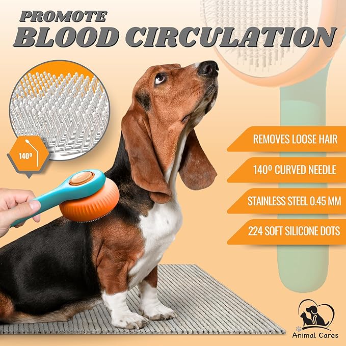 Self Cleaning Shedding Brush – Skin Friendly for Dogs Cats & Puppies, Grooming & Deshedding Tool Removes Loose Hair & Undercoat, Ideal for Short Medium & Long Haired Pets