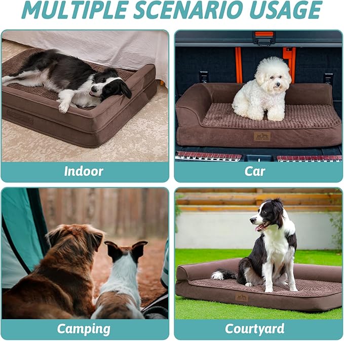Orthopedic Dog Bed for Small Dogs,Waterproof Dog Sofa Beds with Sides, Supportive Foam Pet Couch Bed with Removable Washable Cover,Waterproof Lining and Nonskid Bottom,Brown(30" L x 20" W x 7.5" Th)