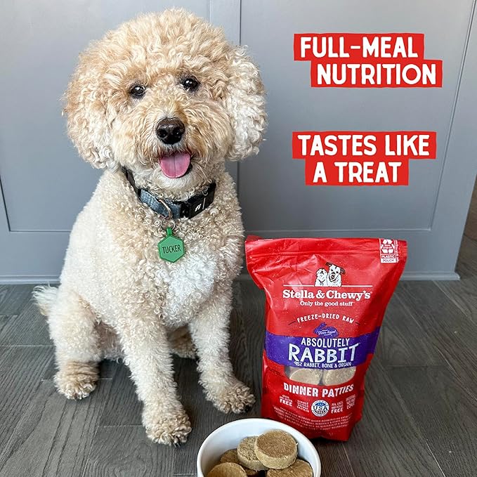 Stella & Chewy's Freeze Dried Raw Dinner Patties – Grain Free Dog Food, Protein Rich Absolutely Rabbit Recipe – 14 oz Bag