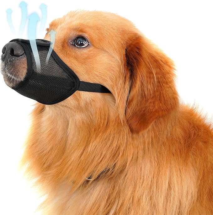Dog Muzzle, Soft Mesh Muzzle for Small Medium Large Dogs,Chihuahua German Shepherd Bulldog,Breathable and Drinkable Muzzle Cover, Adjustable Anti-Fall Bite Barking Chewing Muzzle (Medium)