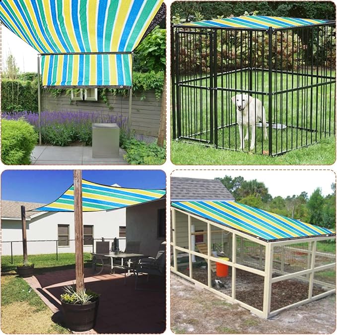 Upgrade Dog Kennel Cover Mesh Shade Panel with Grommets - Weather Guard Extra Large All Season Dog Run Cover & Roof (Green, 10x10FT)