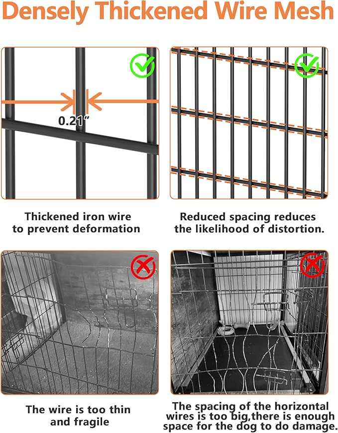 Piskyet Dog Crate Furniture with Cushion,Heavy-Duty Reinforced Metal Mesh,27" Wooden Dog Crate End Table with Double Doors,Indoor Dog Kennel,Dog Cage Side Table for Small Breed,Rustic Brown