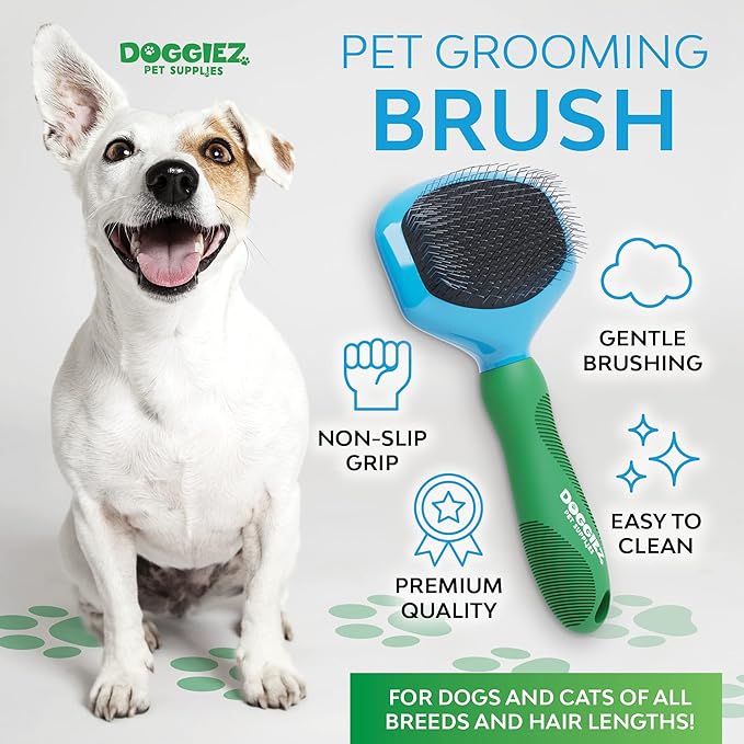 Wire Pin Brush with Comfort Grip Handle - Short and Long Hair Grooming for Dogs and Cats