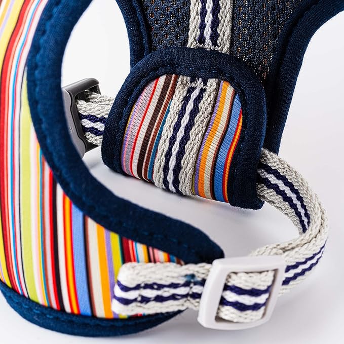 HUGO & HUDSON Dog Harness No-Pull Anti Choke Adjustable Padded Pet Vest, Multi-Color Striped, M