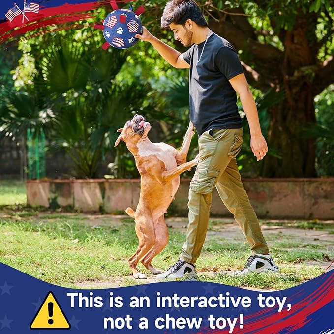 QDAN Dog Toys Soccer Ball with Straps - Durable Dog Balls for Extra Large Dogs, Beach Pool Dog Water Toy, Puppy Dog Birthday Gifts, Herding Balls for Dog (9 Inch)