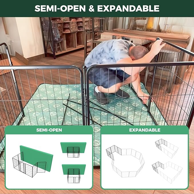 FXW Homeplus Dog Playpen for Indoor Use - Stress-Free and Safe Play, Heavy Duty 45 Inch 12 Panels Dog Pen for Large Dogs, Black│Patented