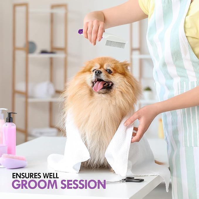 Pet Comb to Comb Your Dogs,Cats,Poodles Hair- Rotatable Pins, Easy to Use, Slip Proof- Best Dog Comb for Grooming Your Dog