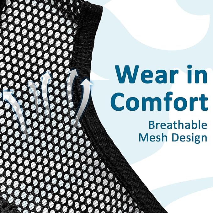 LUCKYPAW Dog Muzzle, Mesh Muzzle for Large Medium Small Dogs, Soft Dog Muzzle to Prevent Biting Chewing Excessive Barking with Adjustable Head Strap, Perfect for Vet Visit (Black, M)