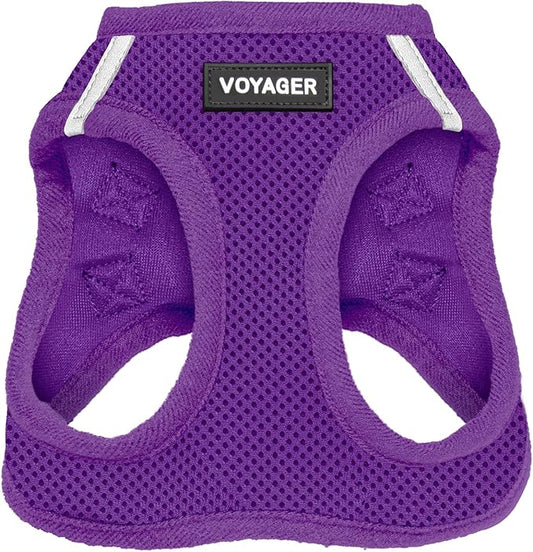 Voyager Step-in Air Dog Harness - All Weather Mesh, Reflective, No Pull Harness for Small, Medium Dogs, Cats - Secure with Hook & Loop Fastener, Buckle, Double D-Rings - Purple, L