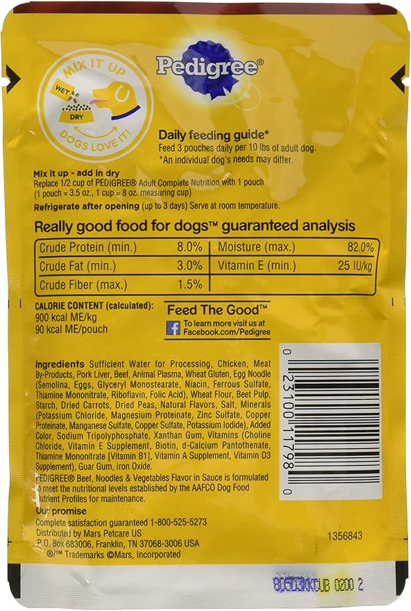 Pedigree Chopped Ground Dinner 8-Pouch Variety Pack,4-Meaty Ground Dinner with Hearty Chicken,4-Beef,Bacon and Cheese Flavors (Pack of 2)