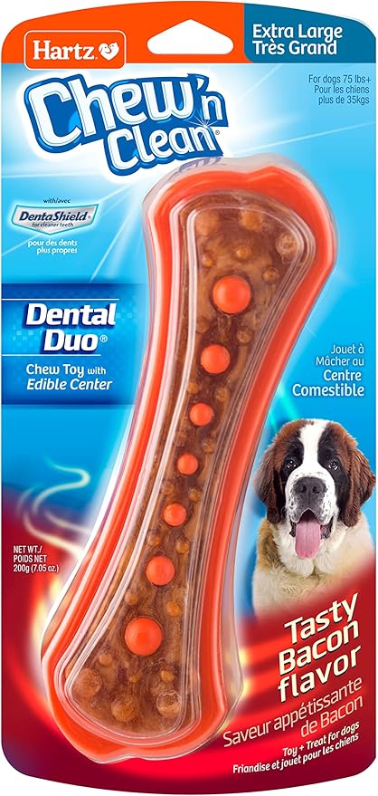 Chew 'n Clean Dental Duo Bacon Flavored Dental Dog Treat & Chew, Color Varies, Extra Large