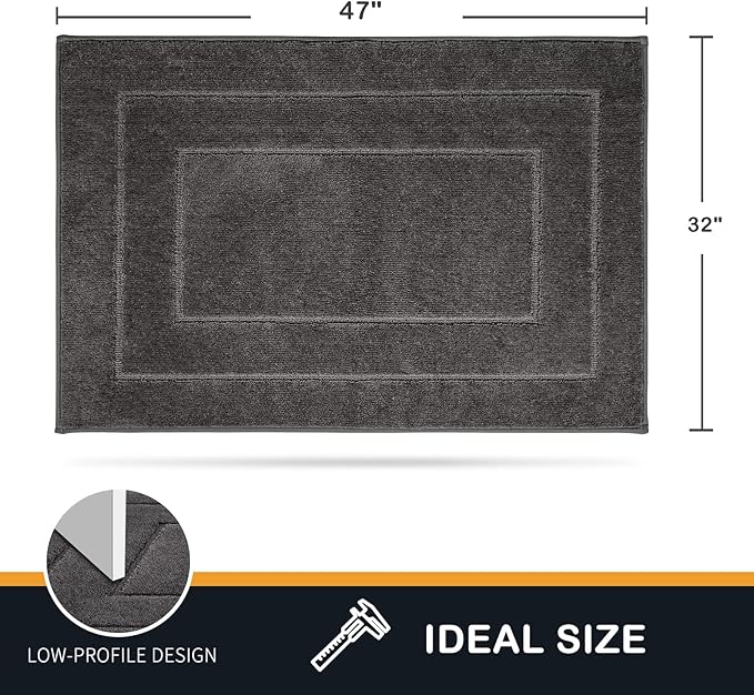 PURRUGS Dirt Trapper Door Mat 32" x 47.5", Non-Slip/Skid Machine Washable Entryway Rug, Dog Door Mat, Super Absorbent Welcome Mat for Muddy Wet Shoes and Paws, Grey