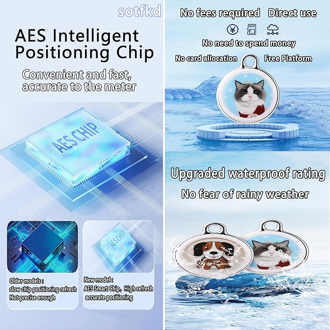 Dog Tracker-Cat Tracker Collar-Pet Tracker-GPS Tracker for Dogs | Android and iOS Universal | No Monthly Fee | No Charging Required | Waterproof | Works with Any Collar