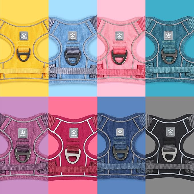 Pawaii Dog Harness for Large Dogs No Pull, No Pull Dog Harness with Pet ID Tag, No Choke Front Clip Harness Dog, Adjustable Soft Padded Pet Vest with Easy Control Handle Mimi Pink