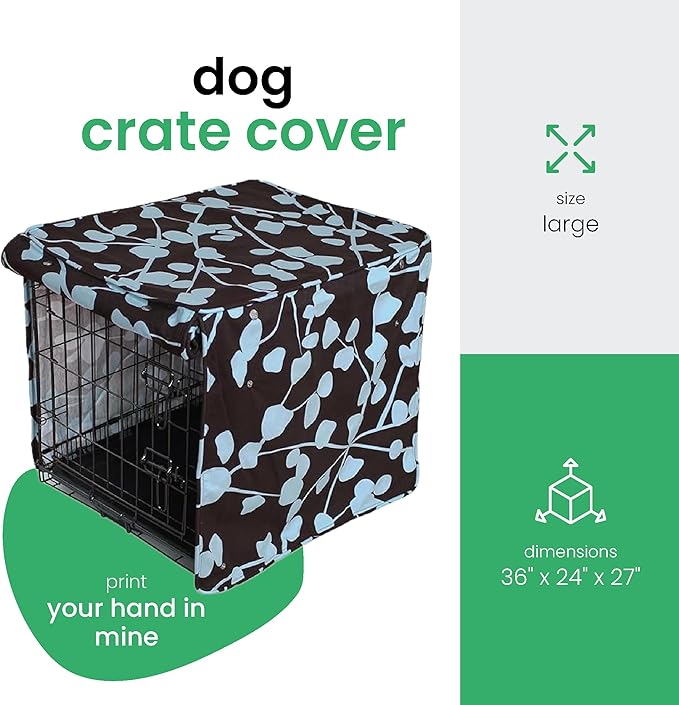 Molly Mutt Your Hand in Mine Dog Crate Cover, 100% Cotton Canvas Cover with 2 Roll-Up Panels, Ideal for Dog or Cat Crate, Durable, Washable, and Free of Harmful Chemicals, 36" x 24" x 27"