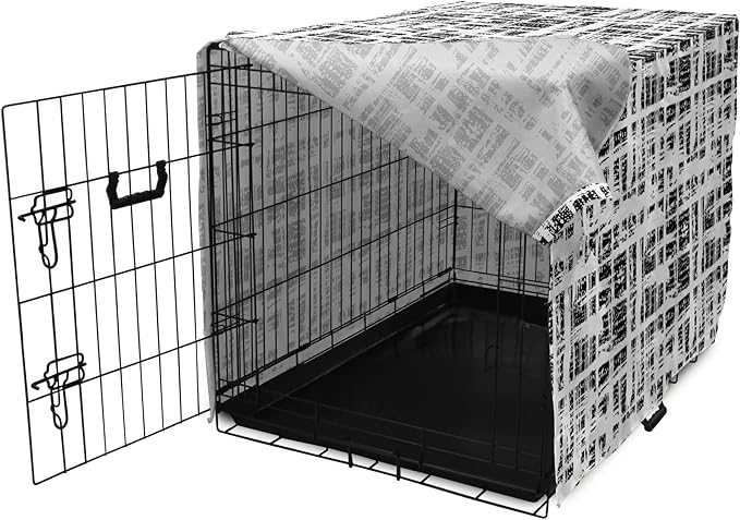 Ambesonne Black and White Dog Crate Cover, Watercolor Stained Pattern Tie Dye Digital Print Shibori Inspired Hippie, Easy to Use Pet Kennel Cover for Small Dogs Puppies Kittens, 22 Inch, White Black