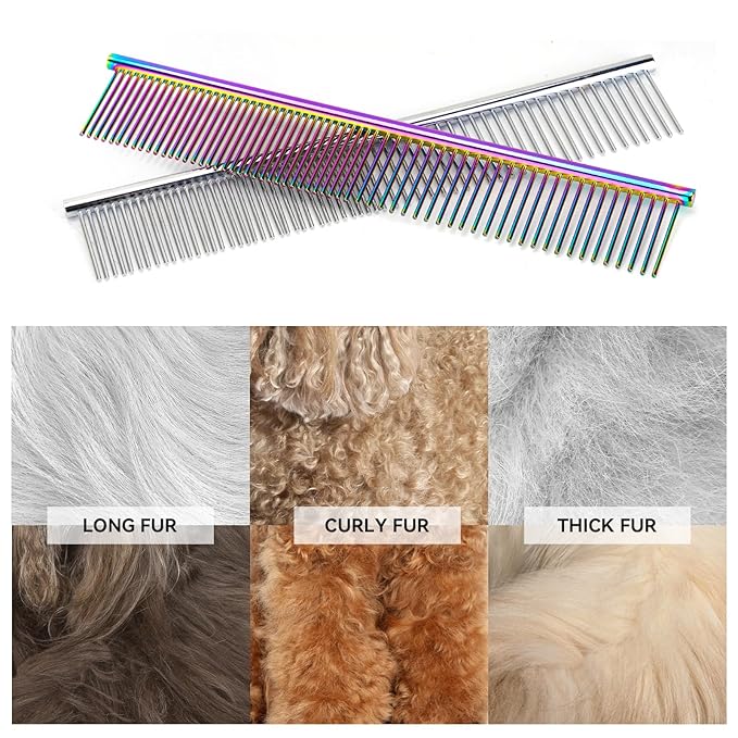 Metal Dog Comb for Removing Knots and Tangles, Cats with Long Hair