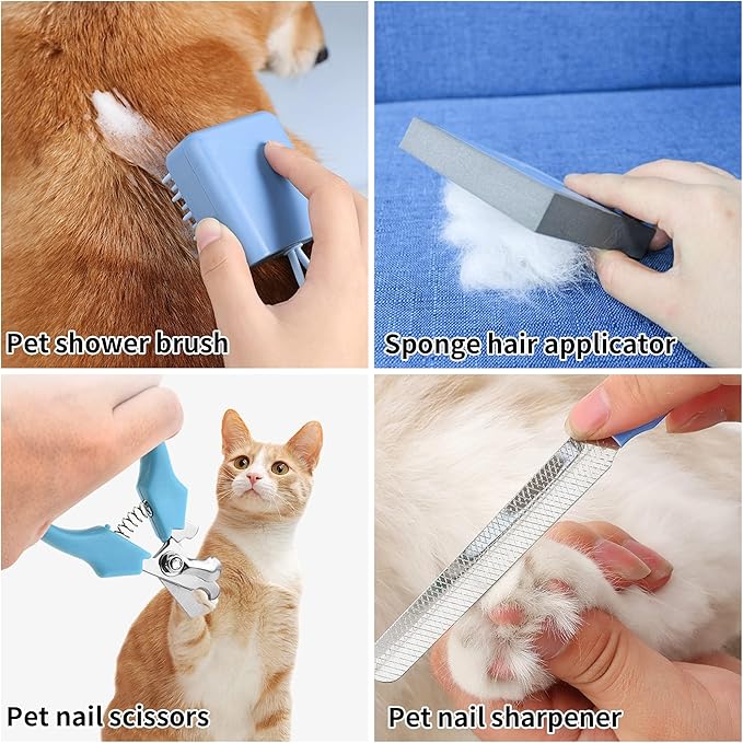 Goood Cat Clippers for Matted Hair - Professional Grooming Kit with Quiet Paw Trimmer & Nail Grinder - Suitable for Cats & Small Dogs (Red+Black)
