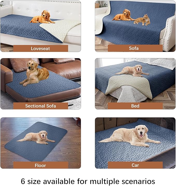 Waterproof Dog Blanket, Washable Anti-Slip Pet Couch Covers for Sofa,Pet Hair Resistant Blankets Bed Chair Furniture Couch Protector for Dogs-82x102,Blue