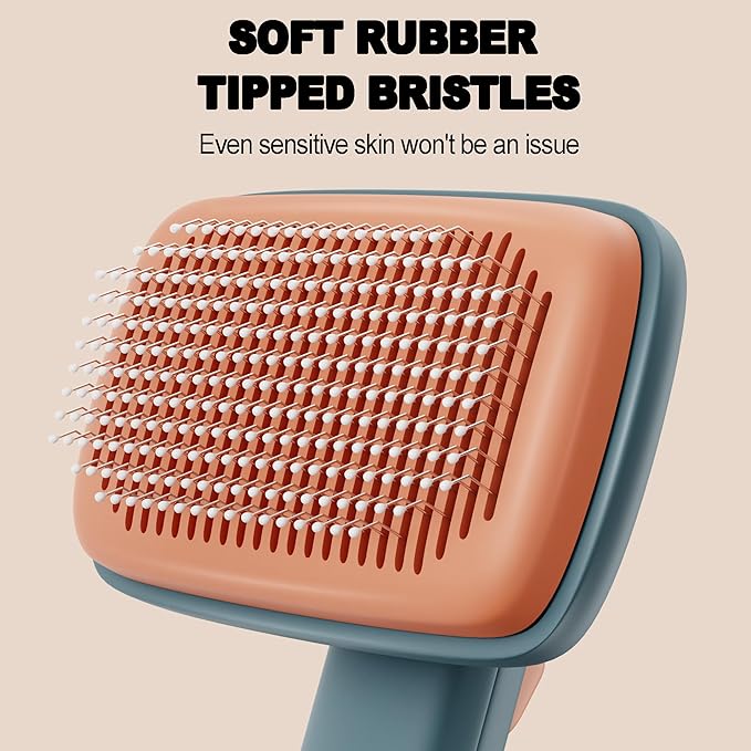 Deshedding Brush for Dogs and Cats - Adjustable 2-Level Bristles, Skin-friendly Design With Release Button for Long and Short Hair