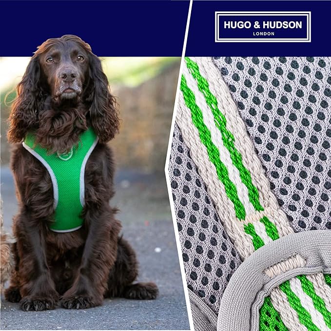 HUGO & HUDSON Dog Harness No-Pull Pet Harness Adjustable Quick Dry Mesh Padded Vest, Green, XS